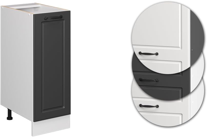 Vicco Apothekerschrank R-Line, Anthrazit Landhaus/Weiss, 30 cm ohne Arbeitsplatte Anthrazit Landhaus