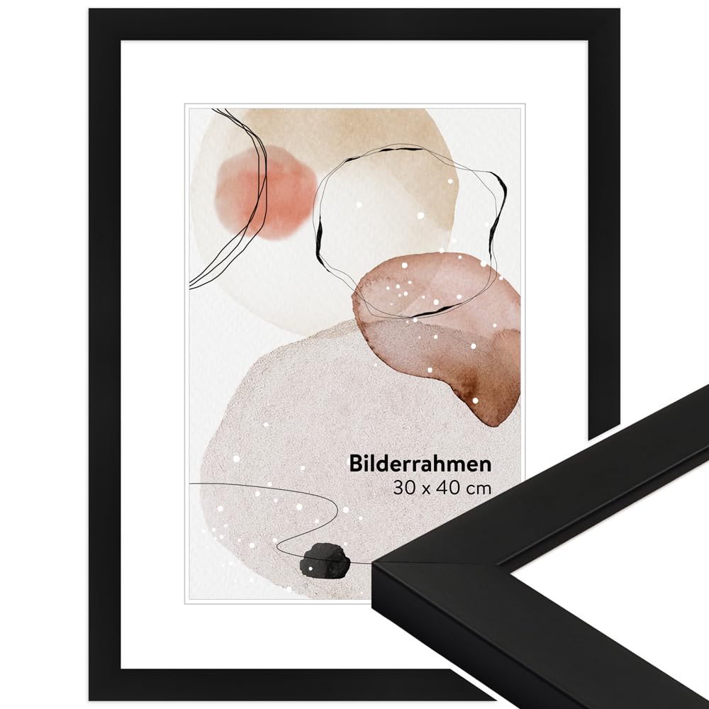 WANDStyle Bilderrahmen Modern 30x42cm DIN A3 I Farbe: Schwarz I Fotorahmen I klassischer schwarzer B
