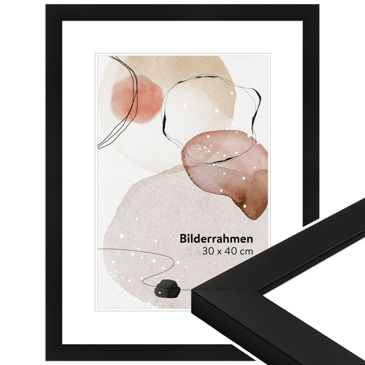 WANDStyle Bilderrahmen Modern 30x42cm DIN A3 I Farbe: Schwarz I Fotorahmen I klassischer schwarzer B