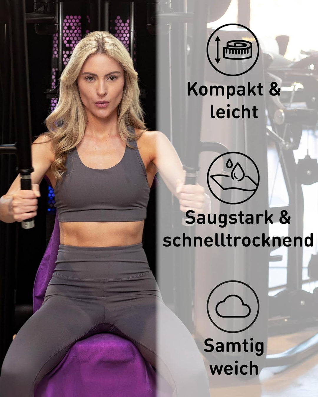 Fit-Flip Fitness Handtuch aus Mikrofaser kompakt und schnelltrocknend | mit Magnet und Reissverschlu