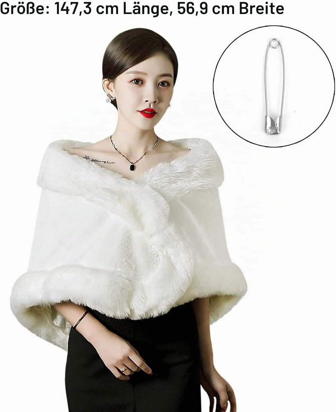 Damen Kunstpelz Schals und Wraps Braut Pelz Wedding Shawls Warm Schal Stola Brautzusatz Hochzeit Abe