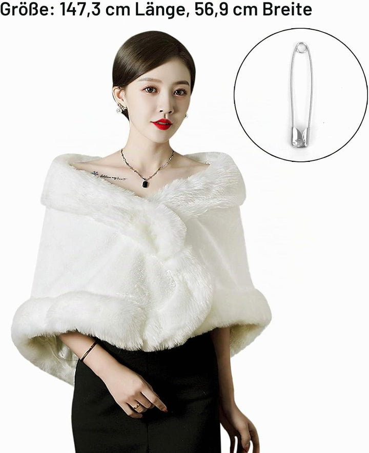 Damen Kunstpelz Schals und Wraps Braut Pelz Wedding Shawls Warm Schal Stola Brautzusatz Hochzeit Abe