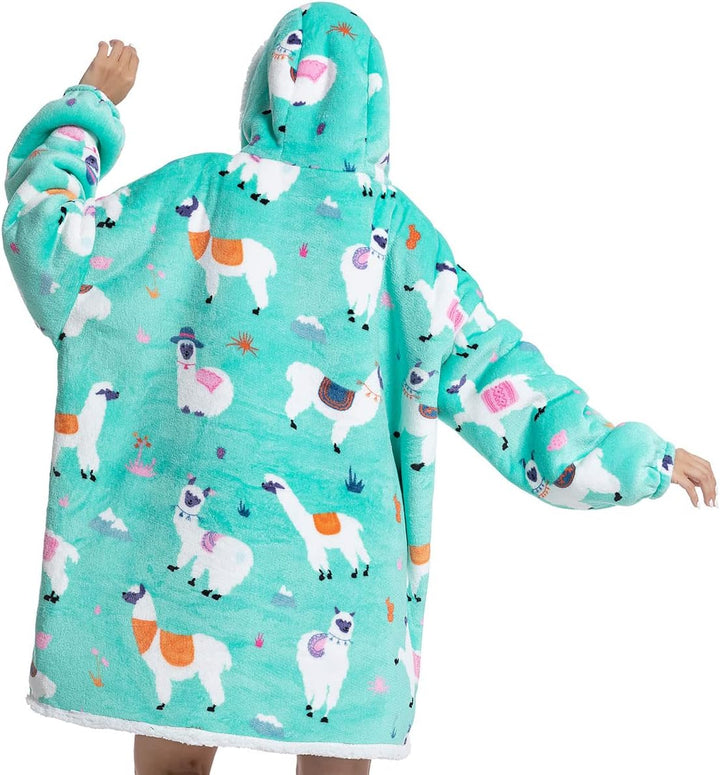 Wenlia Übergrosse Hoodie Sweatshirt für Erwachsene, Kinder, Kleinkinder, Sherpa Decke Sweatshirt Fla