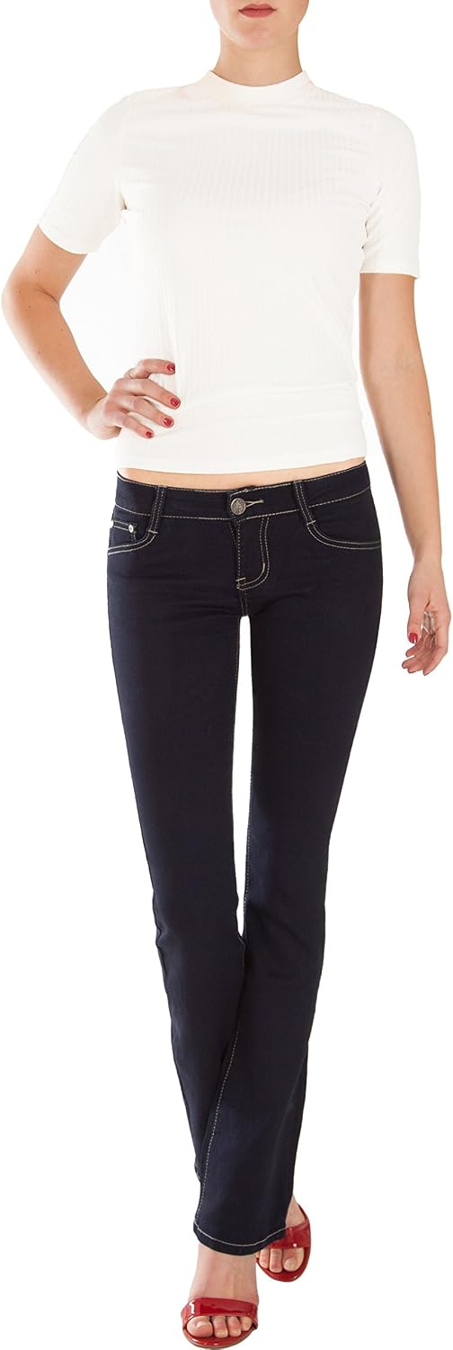 Fraternel Damen Jeans Hosen Bootcut Hüftjeans Schlaghose M Dunkelblau, M Dunkelblau