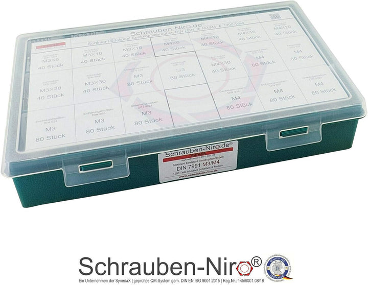 Sortiment/Set Edelstahl Senkkopfschrauben M3 M4 DIN 7991 VA A4 V4A Innensechskant M3 + M4 | A4/V4A,