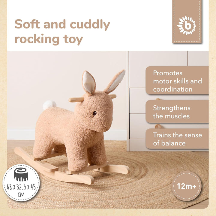 Bieco Plüsch Schaukeltier Hase Fine, 68 cm | Kinder Schaukelstuhl mit Sicherheitsgurt | Baby Schauke