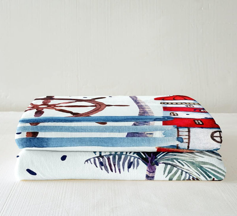 Nautisches Wohndecke 150x200cm Abenteuer Ozean Theme Dekor für Stuhl Sofa Couch Leuchtturm Anker Kus