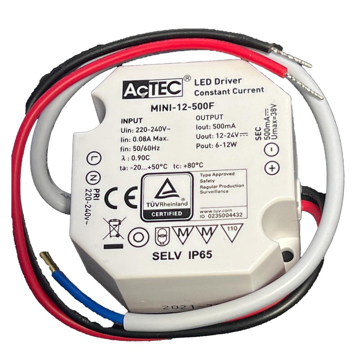 A2ZWORLD Mini LED-Treiber IP65, Konstantstrom 500 mA 12 V-24 VDC 12 W, geringe Grösse 50 x 48 x 24 m