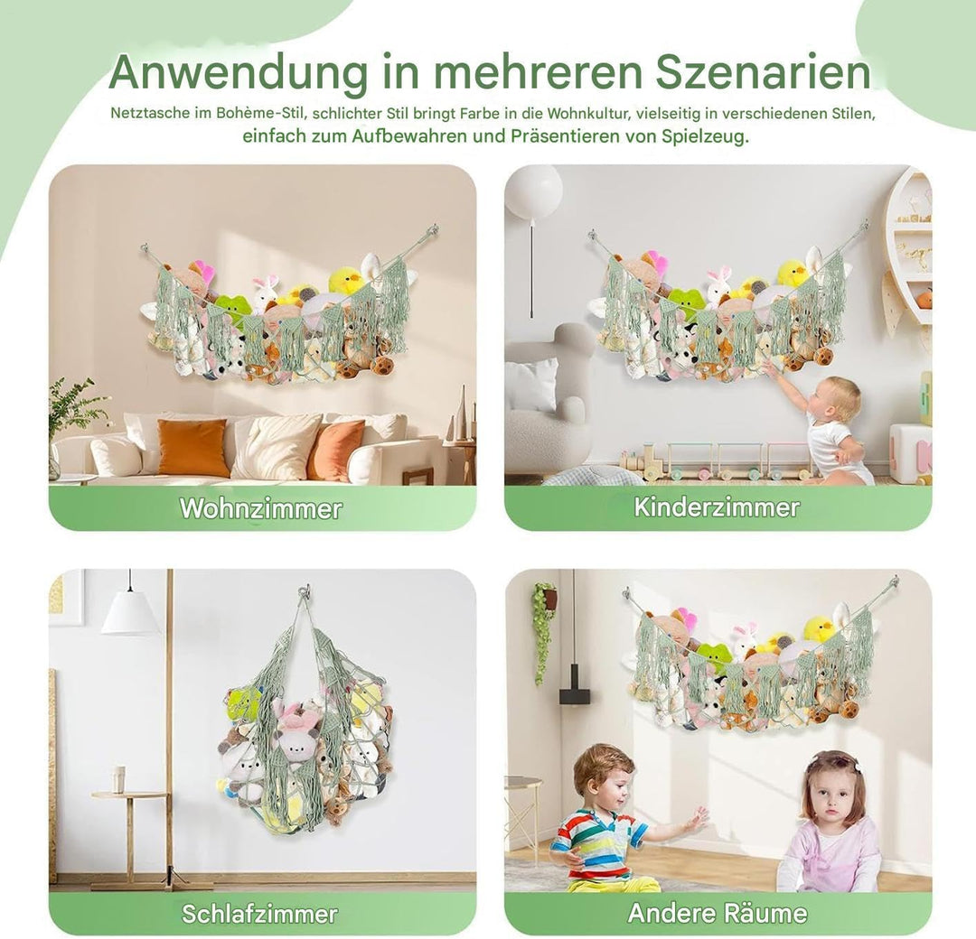 Spielzeug Netz Hängematte Für Stofftiere | Boho Organizer Zimmer Deko - Plüschtier Wandorganizer Hän