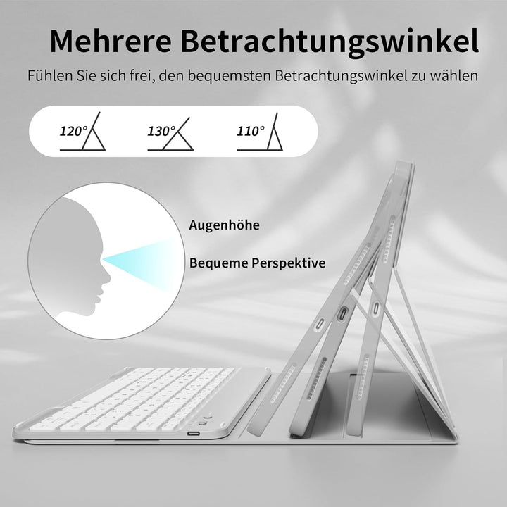 Hülle mit Tastatur für iPad A16 11/10 Generation (2025/2022, 11/10.9 Zoll) mit Stifthalter, Magnetis