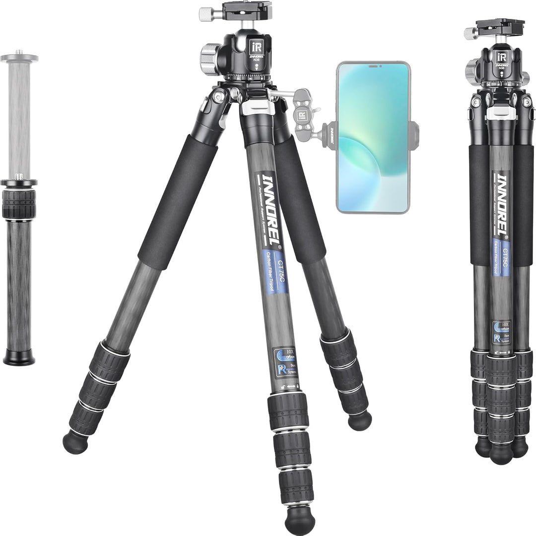 Kohlefaser-Stativ-INNOREL CT75C Professionelles Reisestativ für DSLR-Kamera Schwerlastständer 28mm R