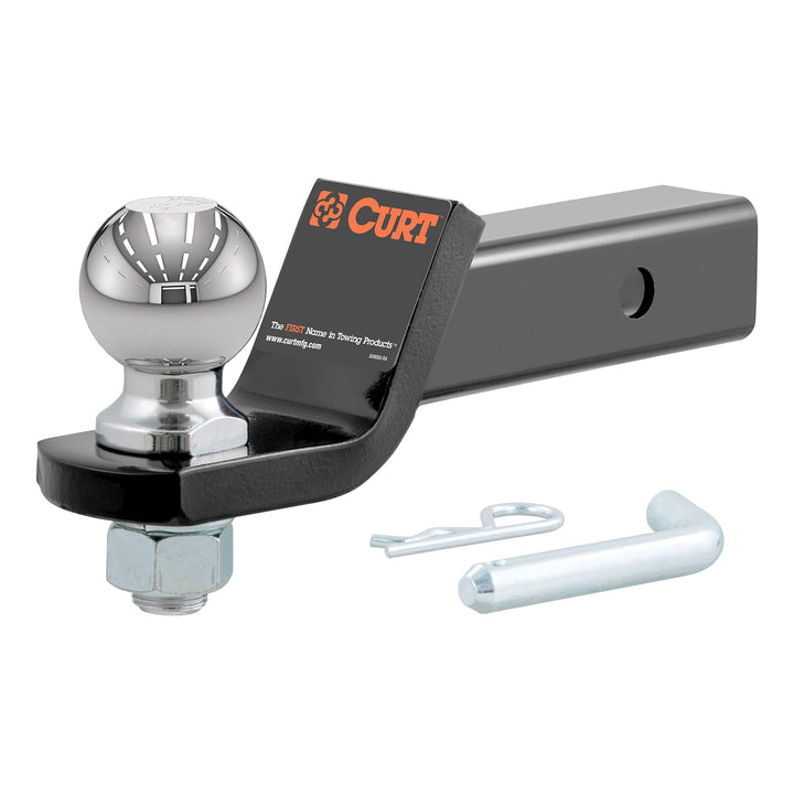 CURT 45041 Anhängerkupplungshalterung mit 6,5 cm Kugel und Stift, passend für 5-Zoll-Empfänger, 3,4