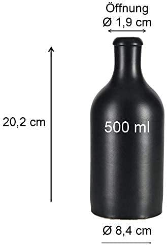 2 x Ölflasche Ölspender 500 ml Keramik schwarz mit Ausgiesser Made in Germany