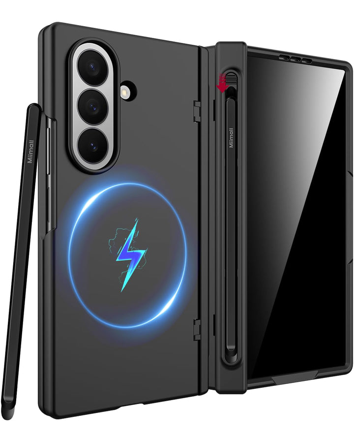 Miimall Magnetisch Hülle Kompatibel mit Samsung Galaxy Z Fold 7 Hülle mit S-Pen &Stifthalter, [Anti-