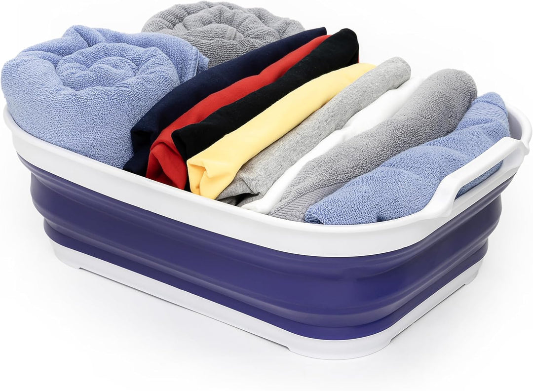 SAMMART 13L zusammenklappbare Wanne mit Griff – tragbarer Outdoor-Picknickkorb/Krater – Faltbare Ein