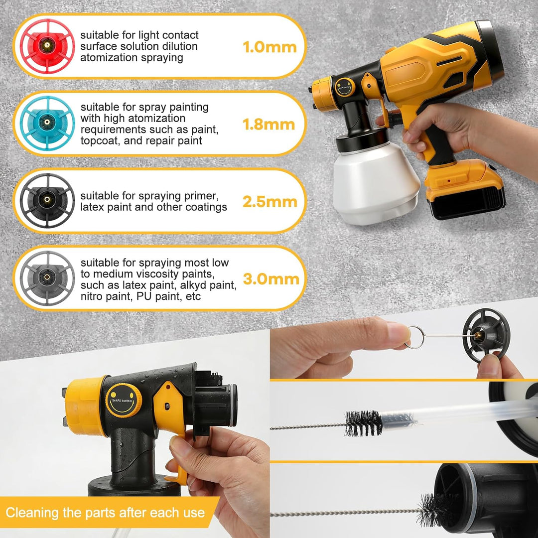 Akku Farbsprühsystem für Dewalt 20V Akkus, Mit 4 Düsen DW Gelb, DW Gelb