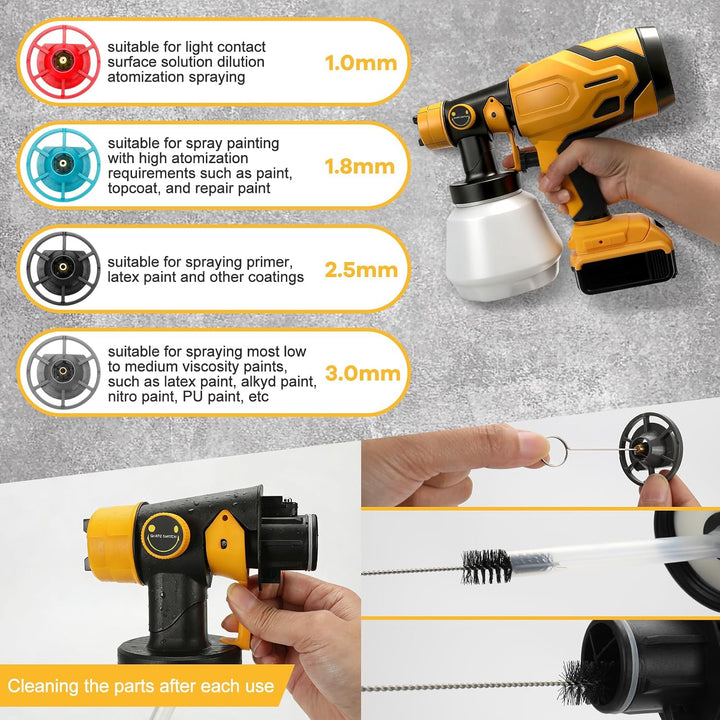 Akku Farbsprühsystem für Dewalt 20V Akkus, Mit 4 Düsen DW Gelb, DW Gelb