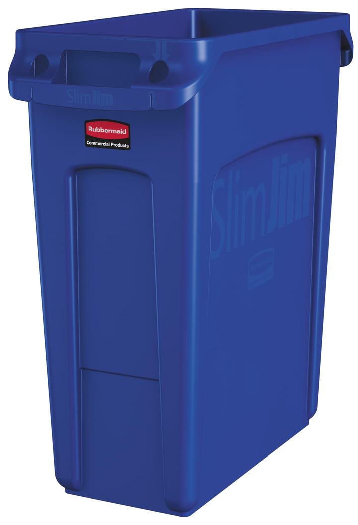 Rubbermaid Commercial Products 1971257 Vented Slim Jim-Abfalltonne, Kunststoff, 60 L, Blau Blau 60 L