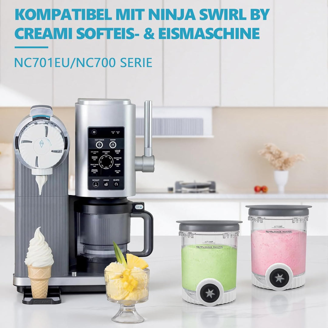 Nepfaivy Behälter für Ninja Swirl by Creami - 2er-Set Eiscremebecher und Deckel Kompatibel mit Ninja
