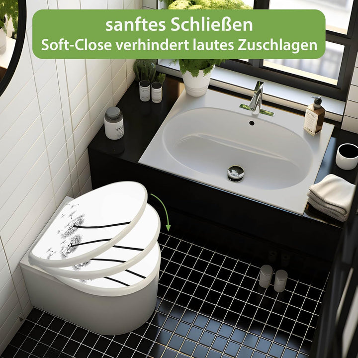 banjado Toilettendeckel mit Absenkautomatik 44,5x37cm - Soft Close Toilettensitz - WC Sitz mit Absen