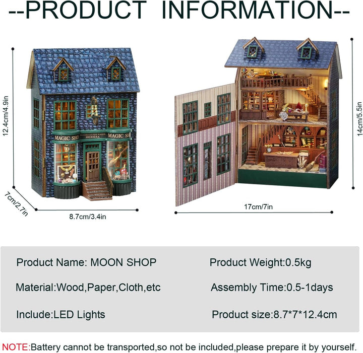 CUTEROOM Miniatur Haus, DIY Puppenhaus Set aus Holz, Mini Hausbau-Set mit Möbeln und LED Licht, Gebu