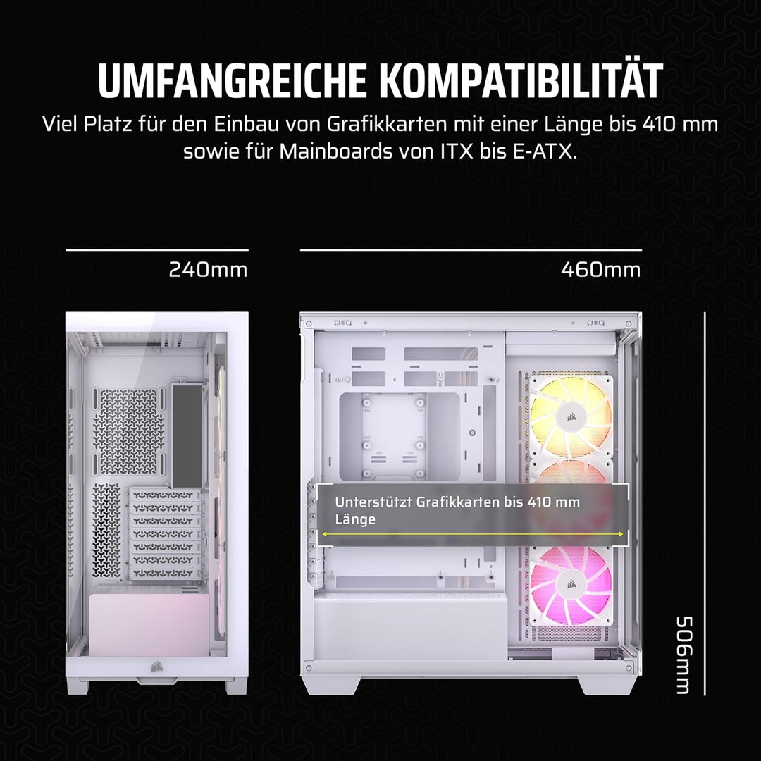 CORSAIR 3500X ARGB Mid-Tower ATX PC-Gehäuse - Gehärtetes Panorama-Glas - Umgekehrte Verbindung Mothe