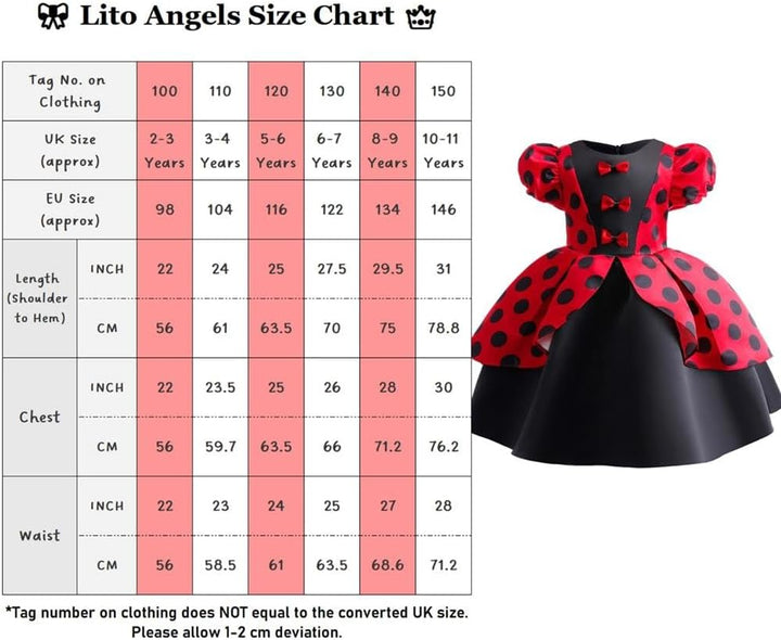 Lito Angels Marienkäfer Gepunktetes Heldenmädchen Kleid Kostüm Verkleidung Kinder Mädchen Grösse 2-1