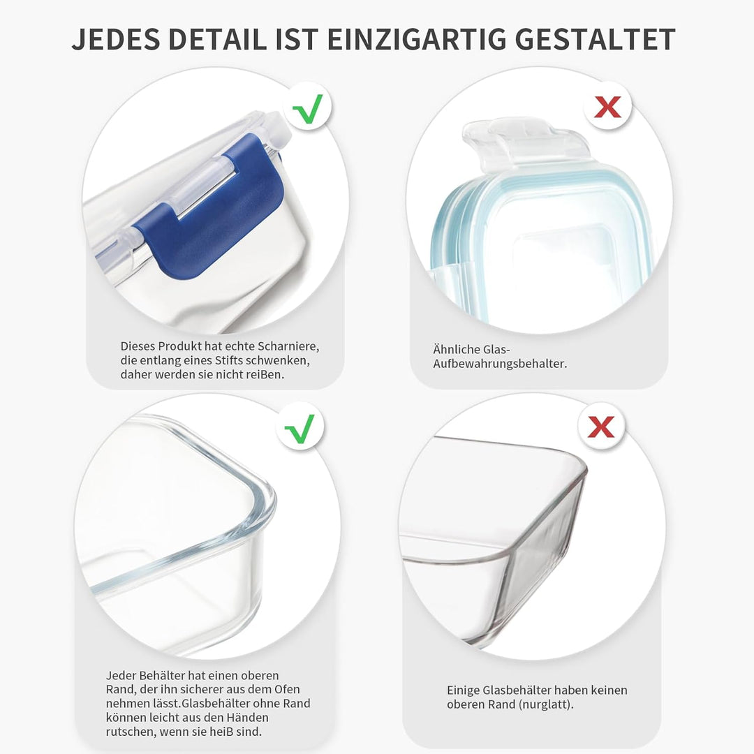 Vorratsbehälterset aus Glas, Glas-Frischhaltedosen,Aufbewahrungsbehälter für Küche und Restaurant mi