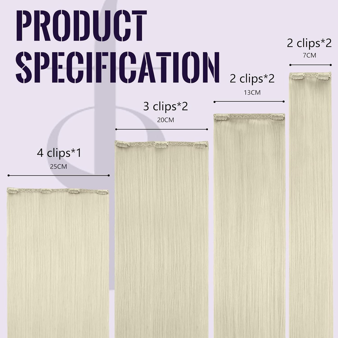 Fshine Clip in Extensions Echthaar 45cm Extensions Faber Platinblond Voller Kopf Remy Haarverlängeru