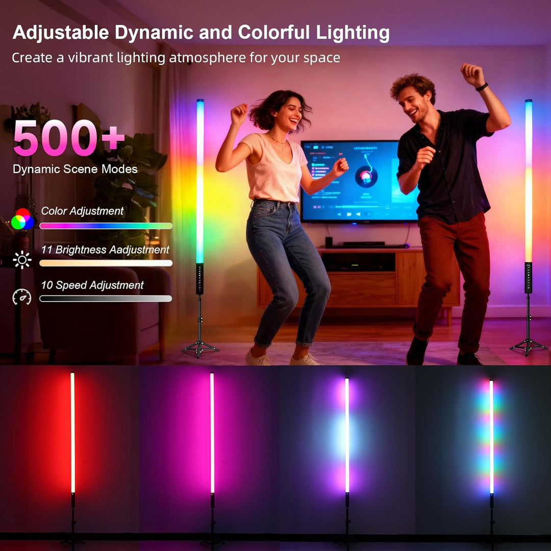 2 Stück 90cm LED Videolicht Mood1 Pro mit Stativ, LED Handheld Fotografie Lichtdimmbar und Musikmodu
