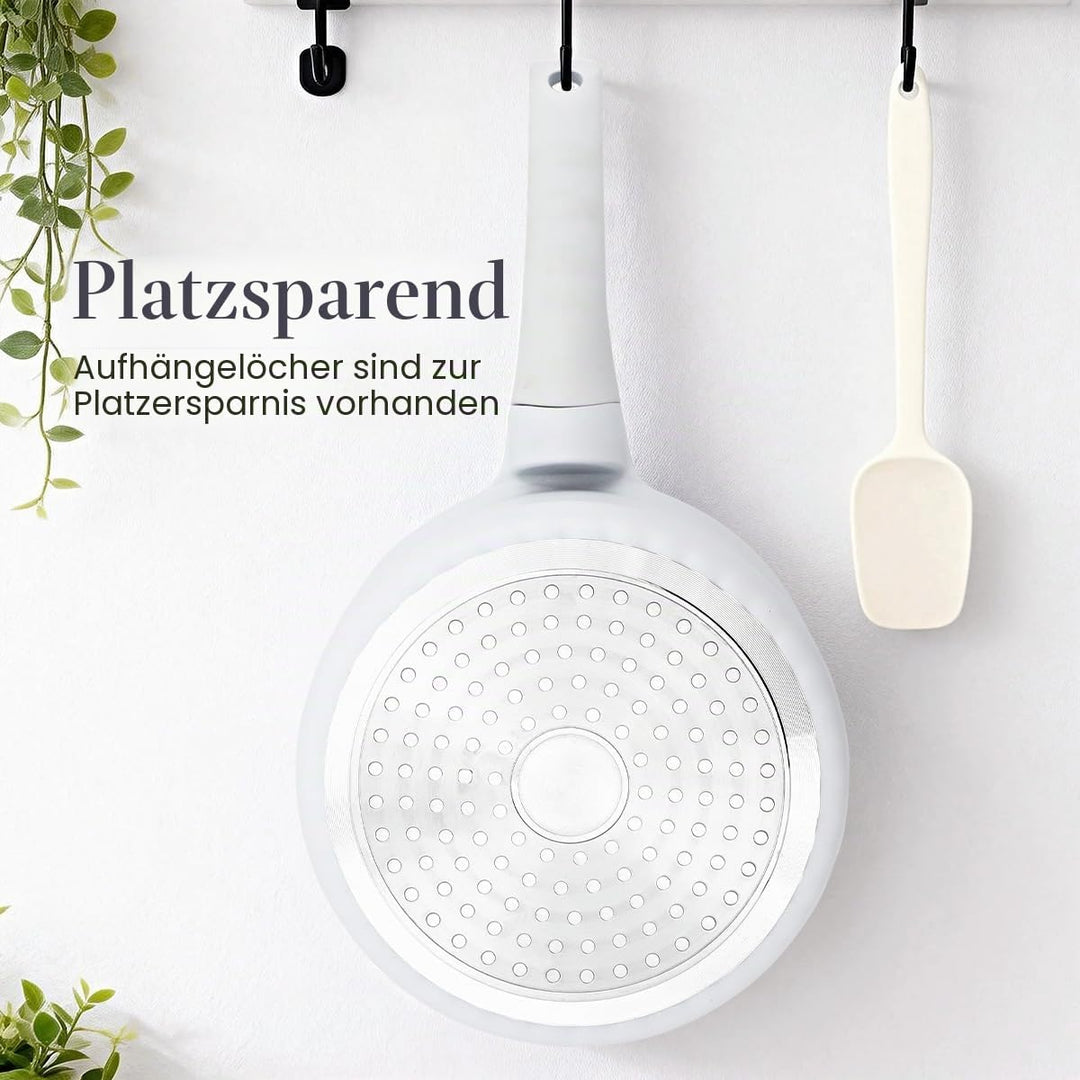 Kasserolle 18cm mit Deckel, 2L Antihaft-Stielkasserolle mit Abnehmbarer Griff, Milchtopf Geeignet fü