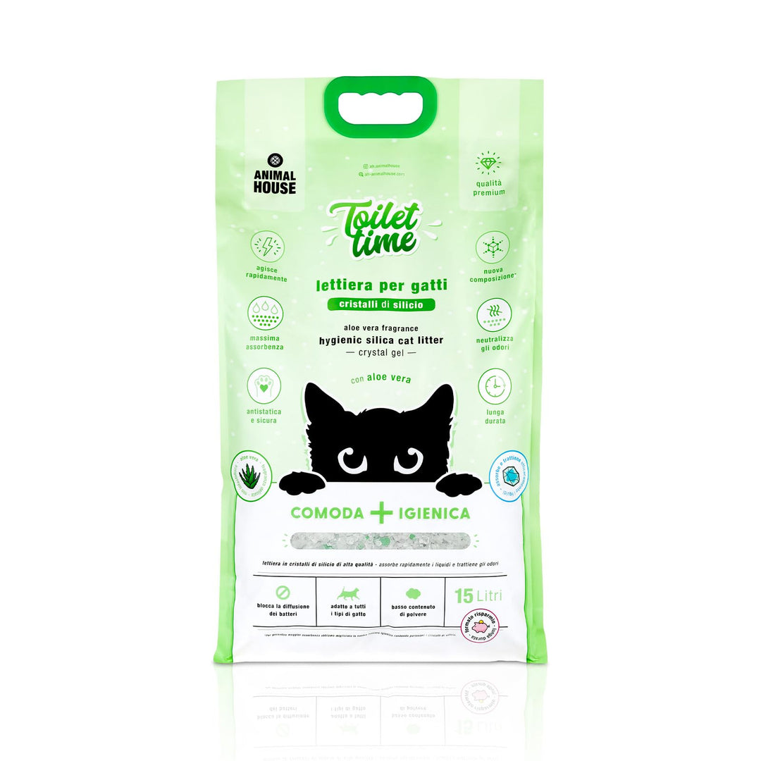 Animal House Toilet Time – 15 l Katzenstreu aus Silikonkristallen – antistatisch und sicher – staubf