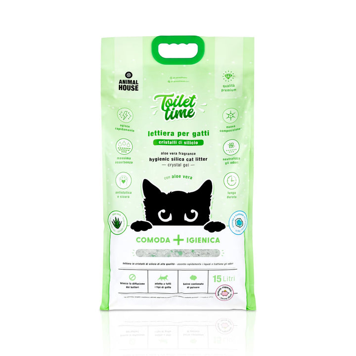 Animal House Toilet Time – 15 l Katzenstreu aus Silikonkristallen – antistatisch und sicher – staubf