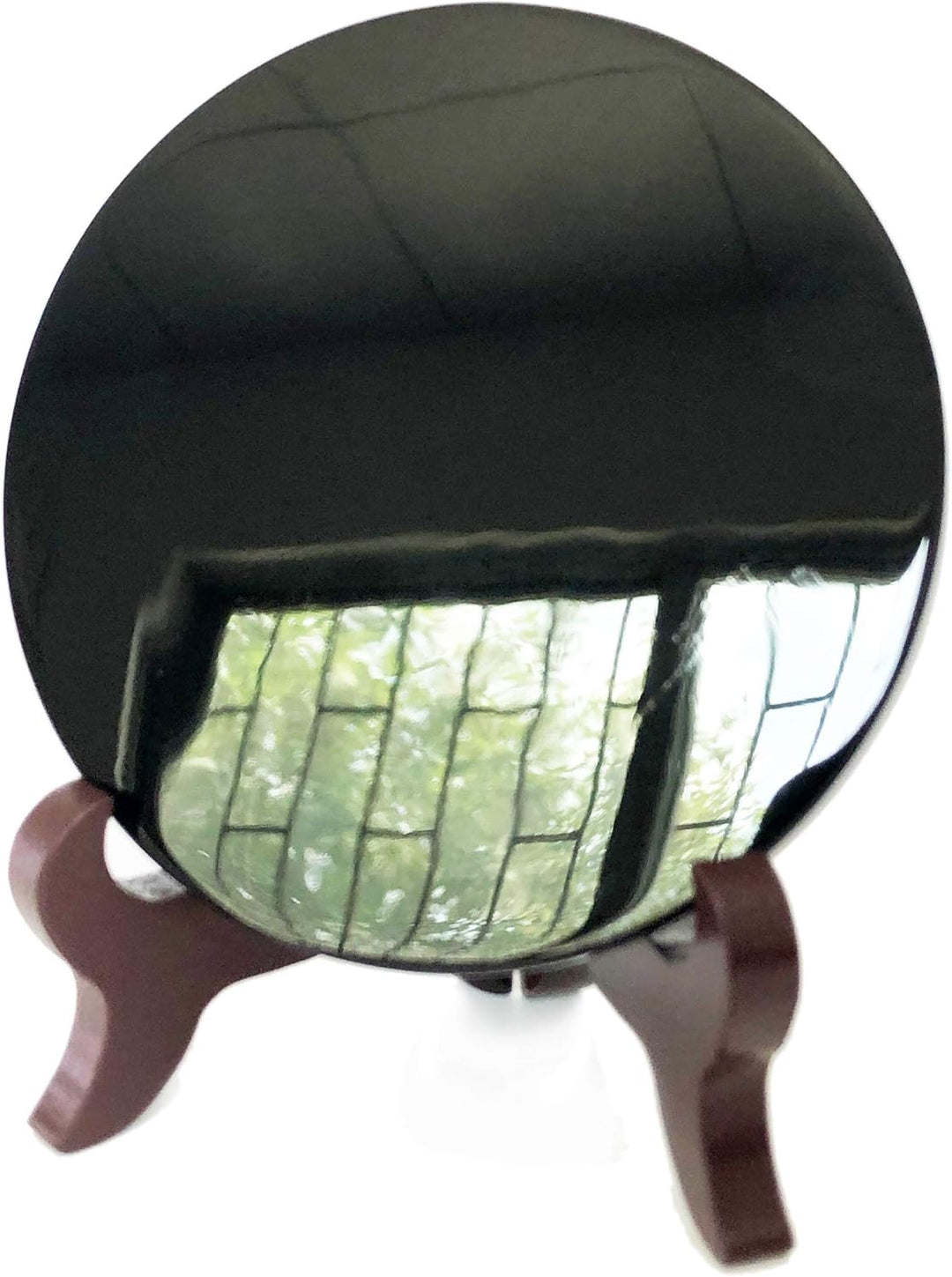 Polar Jade Schwarz Obsidian Wahrsager Spiegel (90 mm /3.5" mit Holzständer) 90 mm /3.5" with Stand,