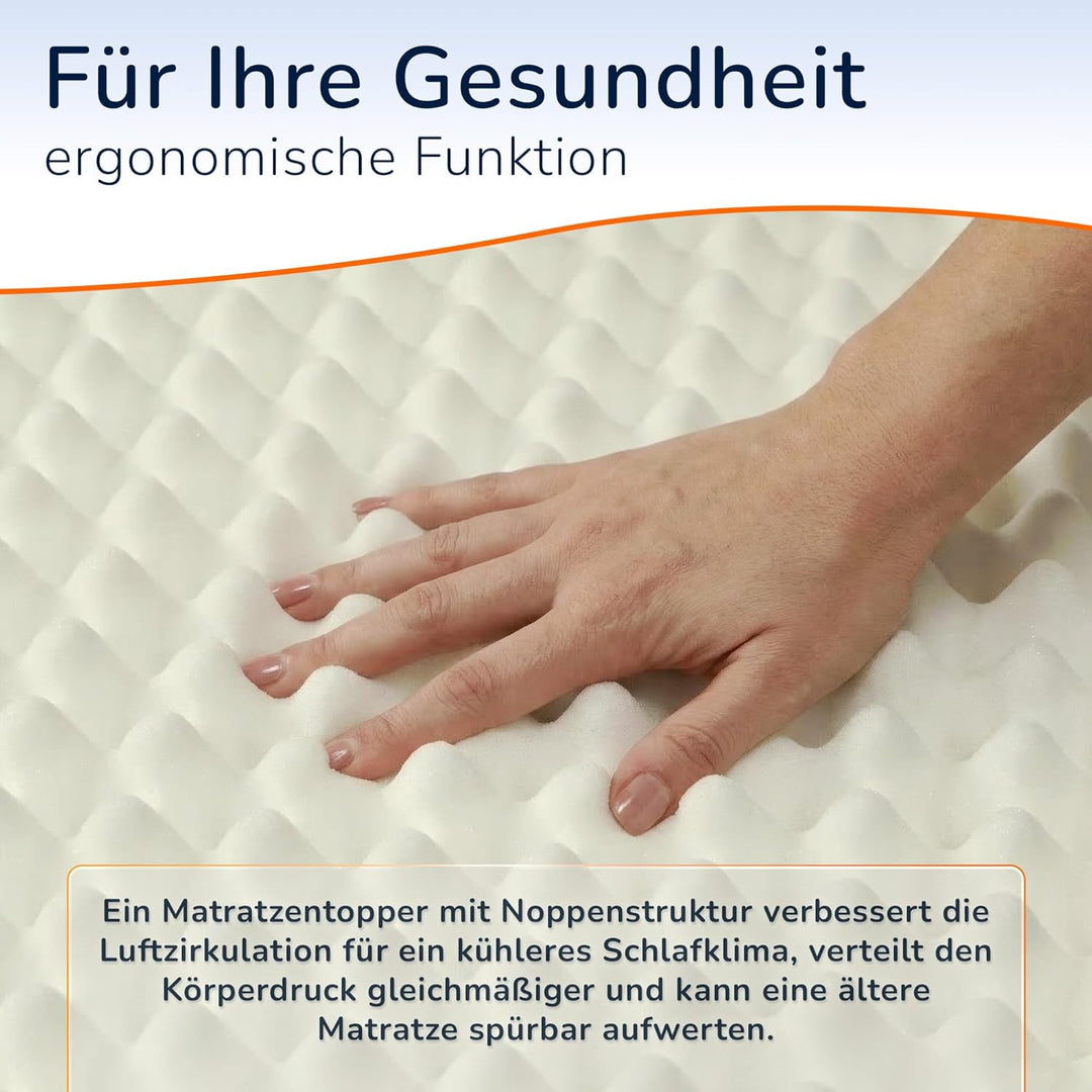 MSS® Matratzenauflage/Topper mit Noppen-Struktur und gesteppten Bezug - 80 x 200 cm - 6 cm hoch 80 x