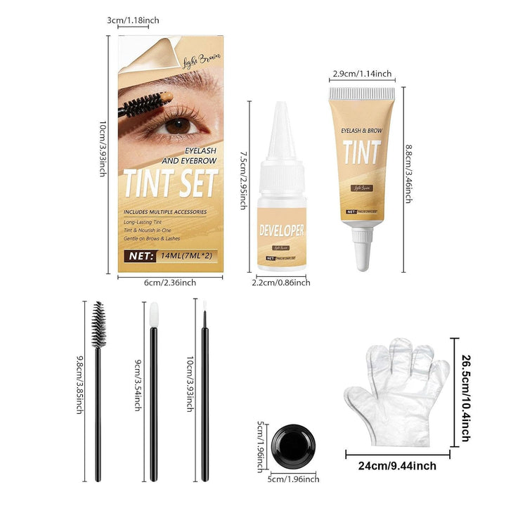 Wimperntönungs-Set Sofort langanhaltendes Volumen | Schwarzes Wimpern- und Augenbrauen-Färbeset Für