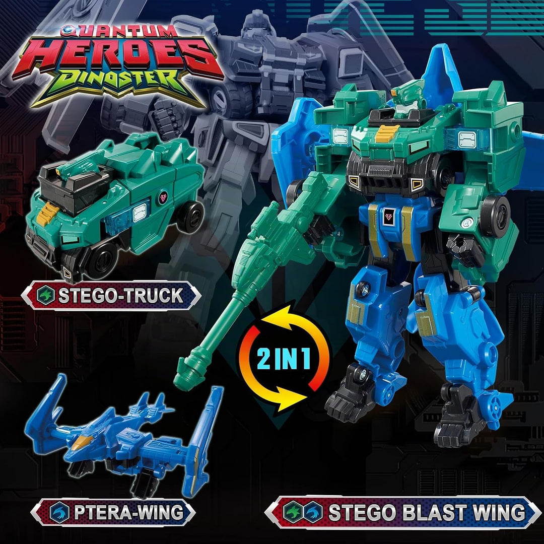 2 in 1 Transforming Roboter Stego Blast Wing, 7,28 Zoll, Roboter Spielzeug für Kinder, Chariot und T