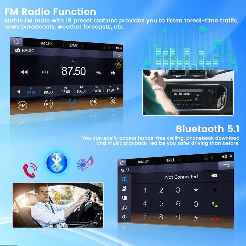 Hikity Wireless Carplay Autoradio mit Blidschirm 1 Din Autoradio Bluetooth mit 7 Zoll Manuelles Ausf