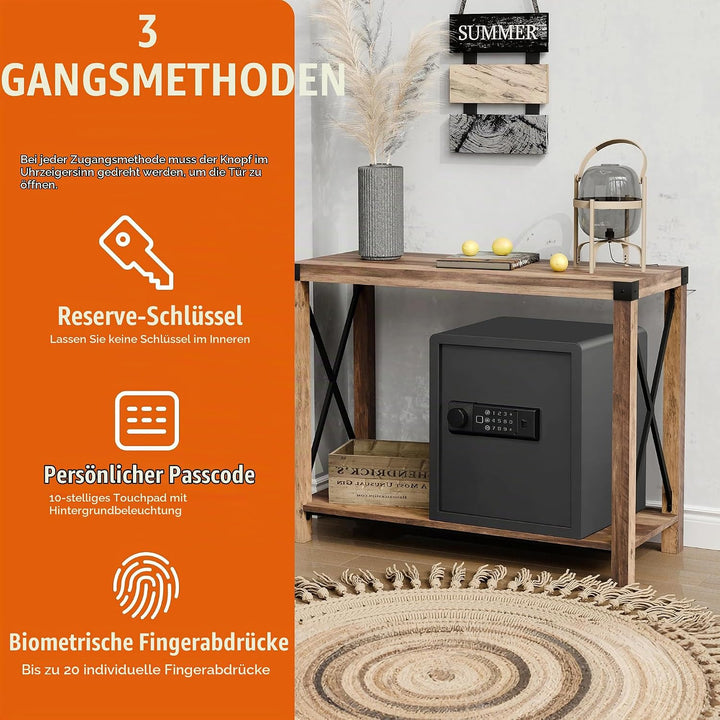 RPNB Biometrischer Tresor, Hintergrundbeleuchtete Touchpad, Kleiner Tresor für Zuhause mit Notfall-U