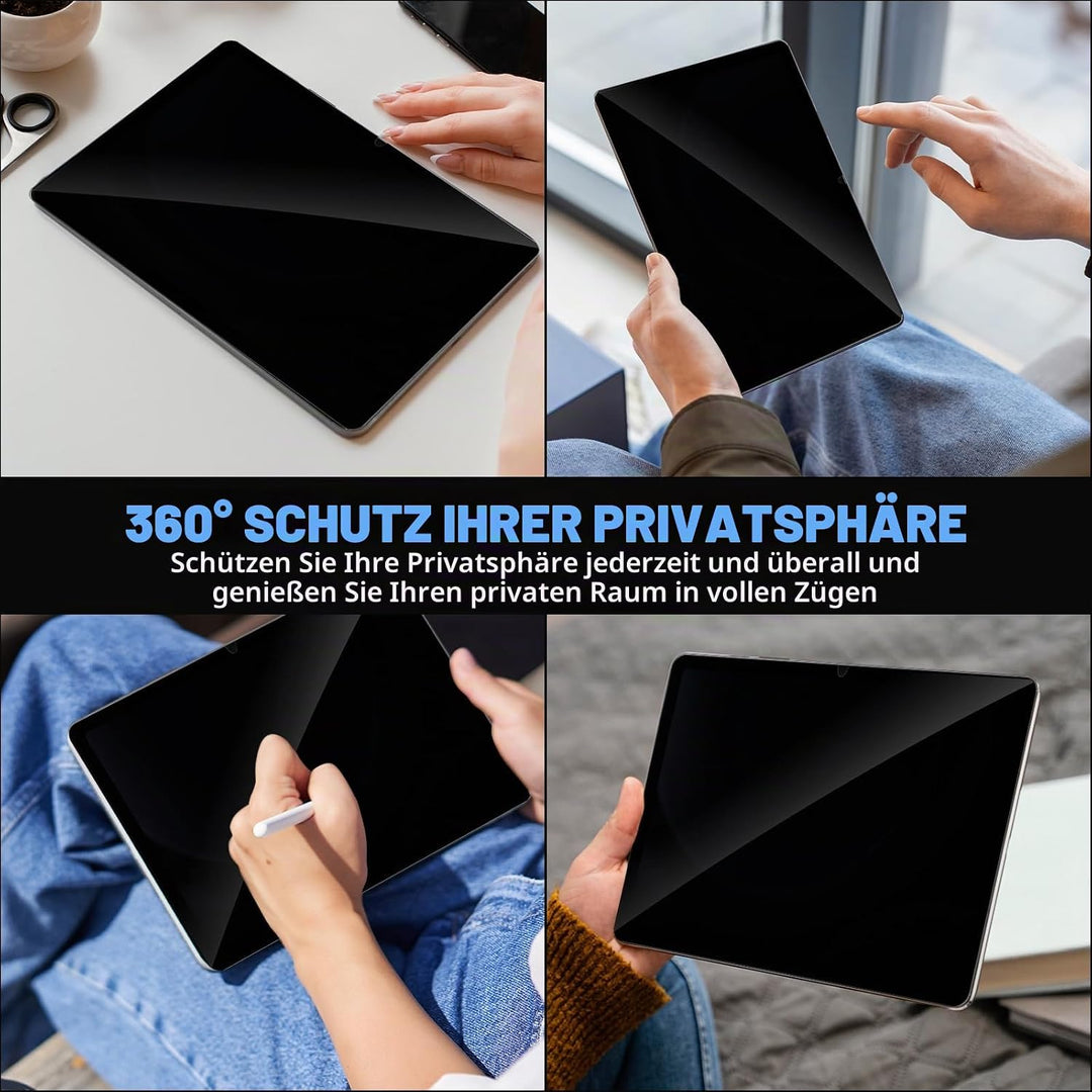 360-Grad Privacy Schutzfolie für Samsung Galaxy Tab S9 FE 5G 10.9 Zoll (2023) Sichtschutz, Anti-Krat