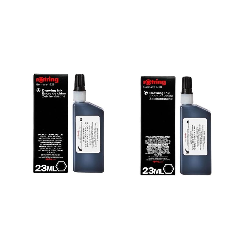 rOtring Isograph Flüssigtinte in Flaschen | Schwarz | 23 ml Füllfederhaltertinte | 2 Stück