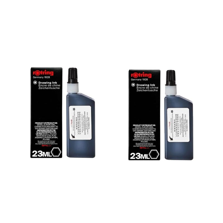 rOtring Isograph Flüssigtinte in Flaschen | Schwarz | 23 ml Füllfederhaltertinte | 2 Stück