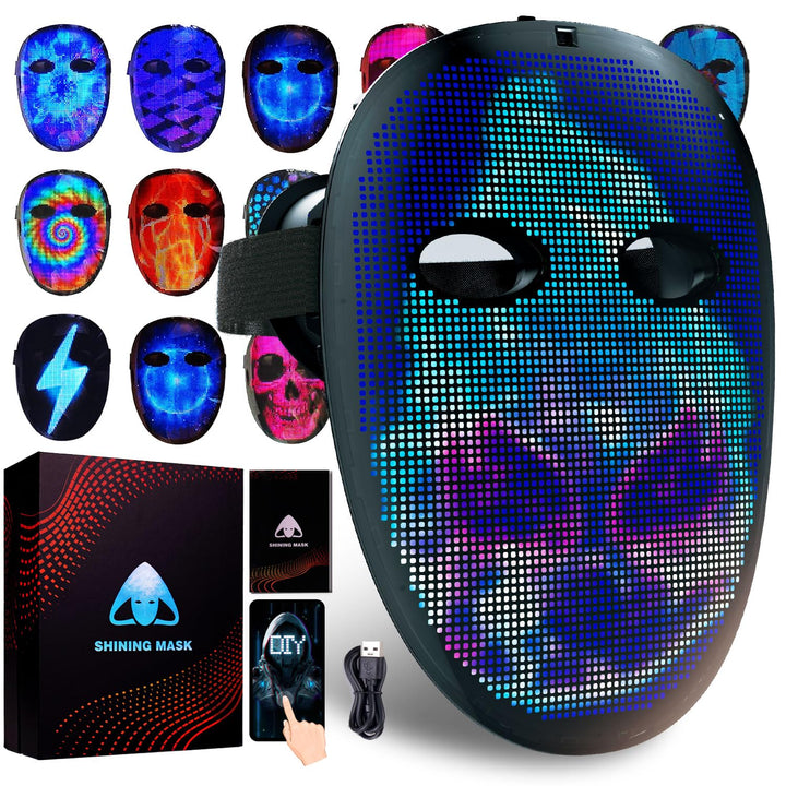 megoo Led Maske mit Bluetooth Programmierbar,Led Masken mit Gestenerkennung,Led Leuchtende Maske für