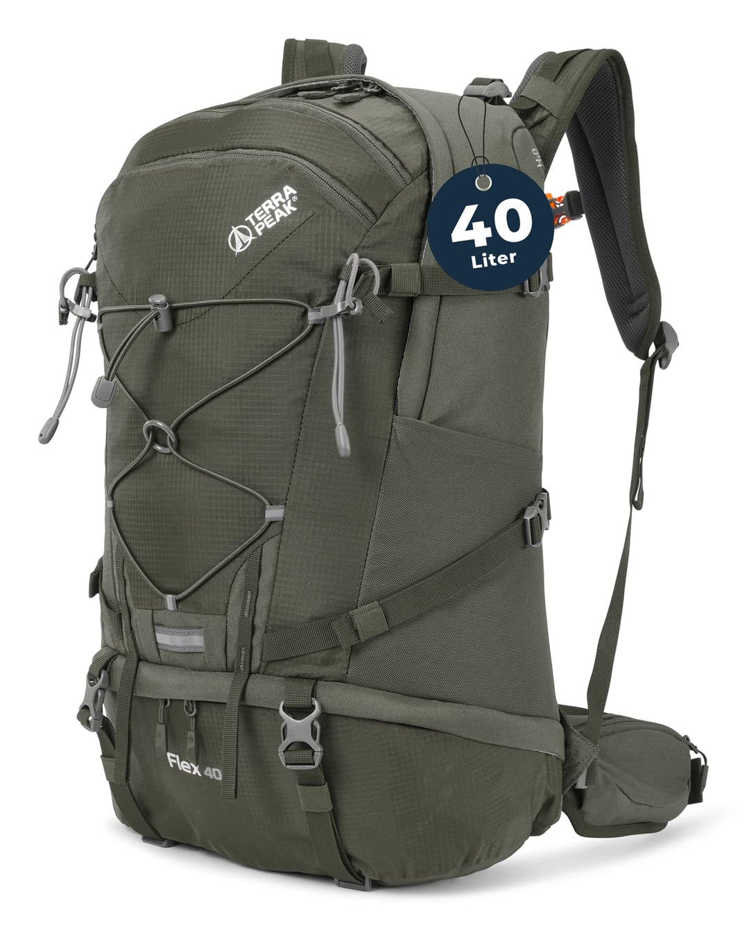 Terra Peak® Premium Wanderrucksack 40L (FLEX 40) für Damen & Herren gross mit Rückenbelüftung, Regen