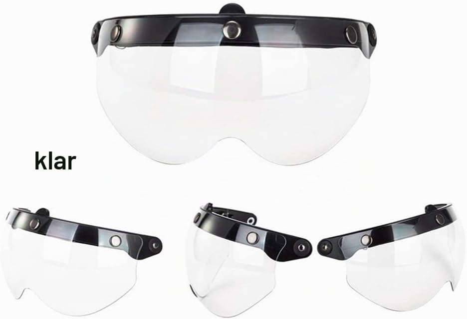 3 Helmvisier Universelles Druckknopf Winddichtes Sonnenschutz Halbgesicht-Retro Motorradhelm Visier