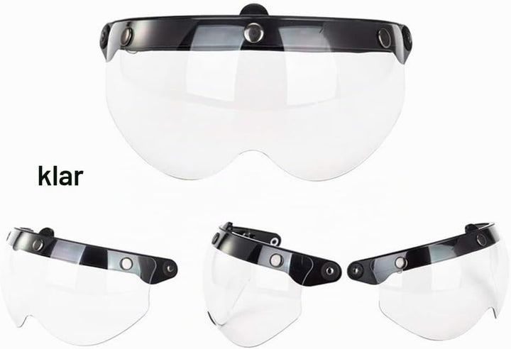 3 Helmvisier Universelles Druckknopf Winddichtes Sonnenschutz Halbgesicht-Retro Motorradhelm Visier