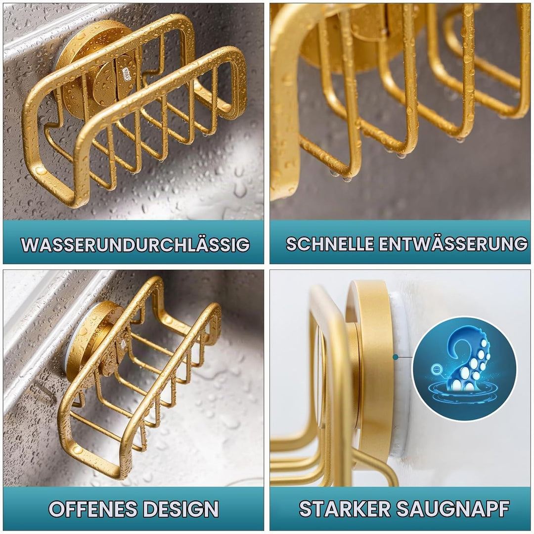 TAILI Schwammhalter Küche mit Leistungsstarker Saugnapf, Abnehmbar, Waschbecken Caddy für Schwämme,