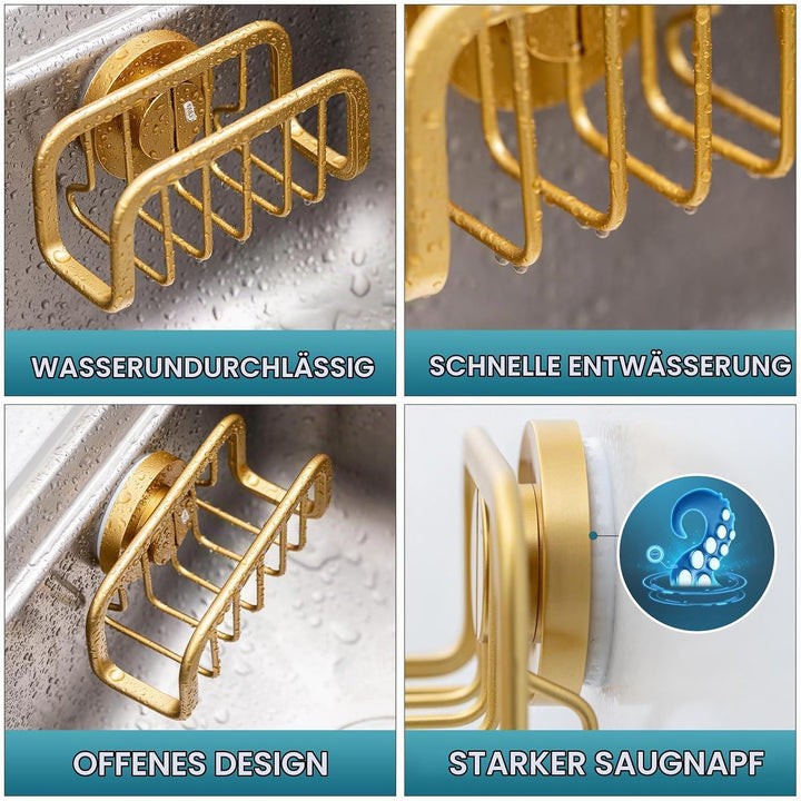 TAILI Schwammhalter Küche mit Leistungsstarker Saugnapf, Abnehmbar, Waschbecken Caddy für Schwämme,