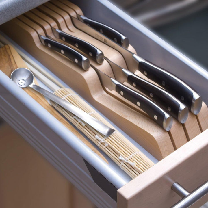 Wüsthof Schubladeneinsatz für 7 Messer (7270), aus hochwertiger Buche, für Küchenmesser mit einer Kl