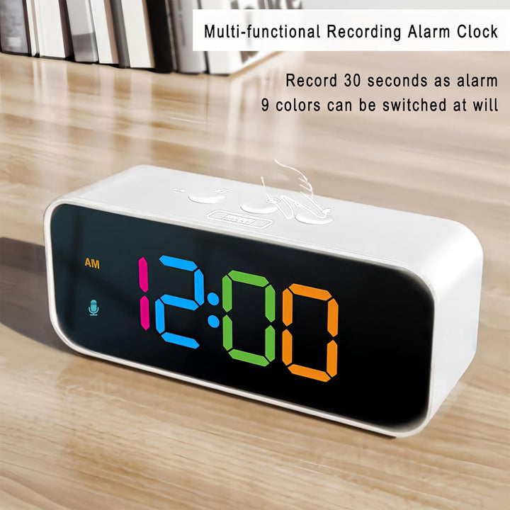Digitaluhr mit RGB Farbdisplay Sprachsteuerung Multifunktion LED Sprachaufzeichnungswecker dimmbare